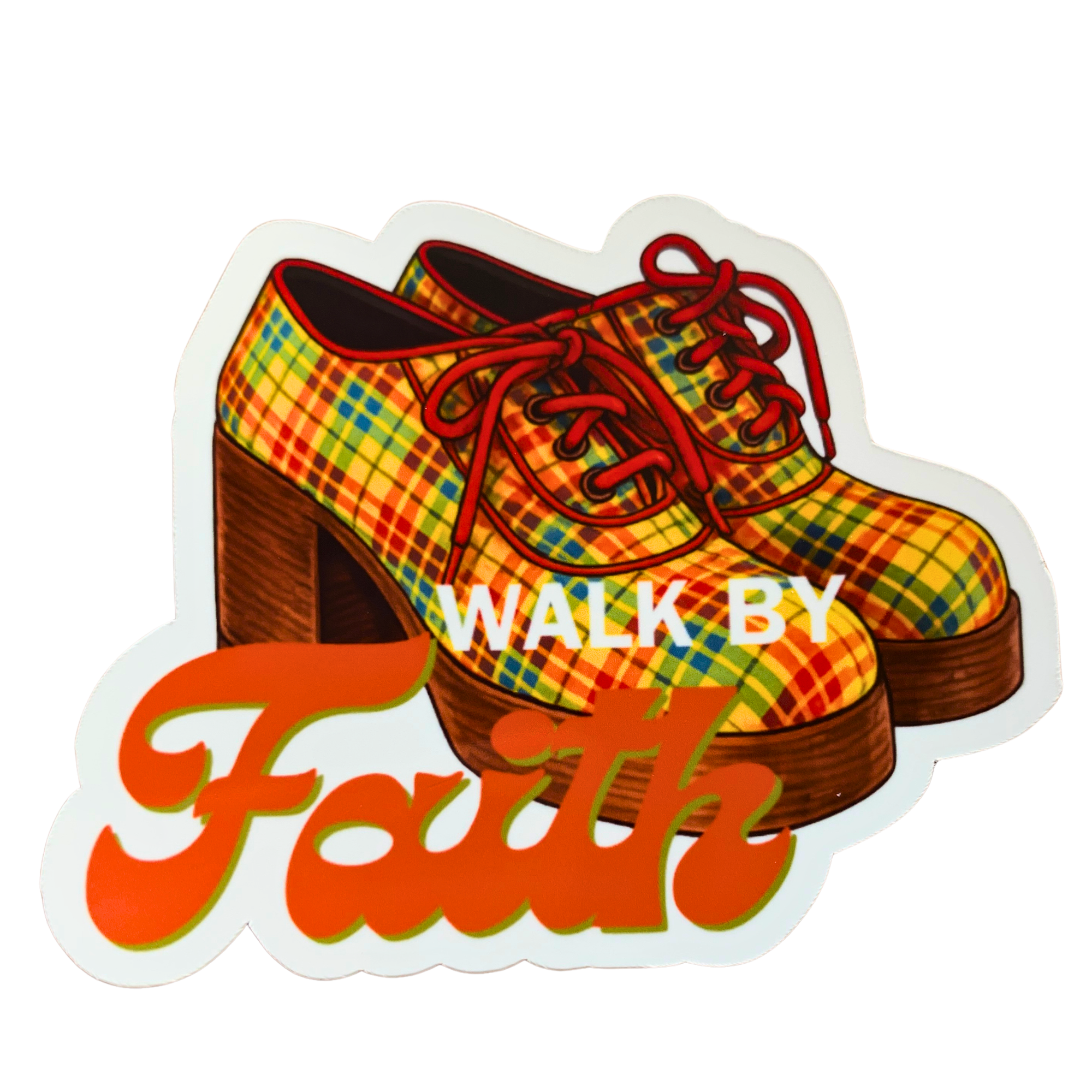 Holy Retro Walk by faith platforms shoes vinyl sticker