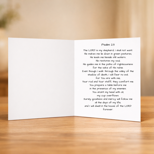 He leads me beside still waters greeting card