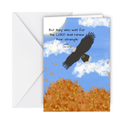 Mounted on eagles wings greeting card