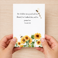 Sunflower and Bee Birthday card proverbs 31:28 verse