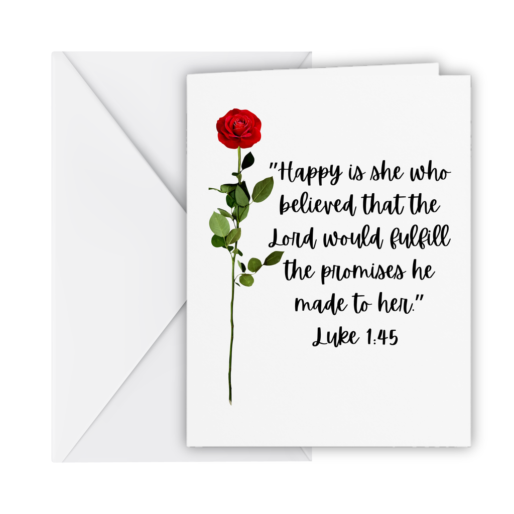 Rose Luke 1:45 Birthday card for women and girls