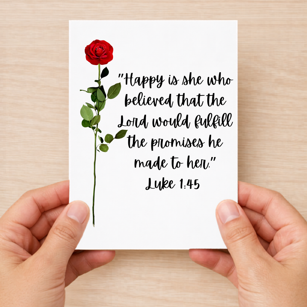Rose Luke 1:45 Birthday card for women and girls
