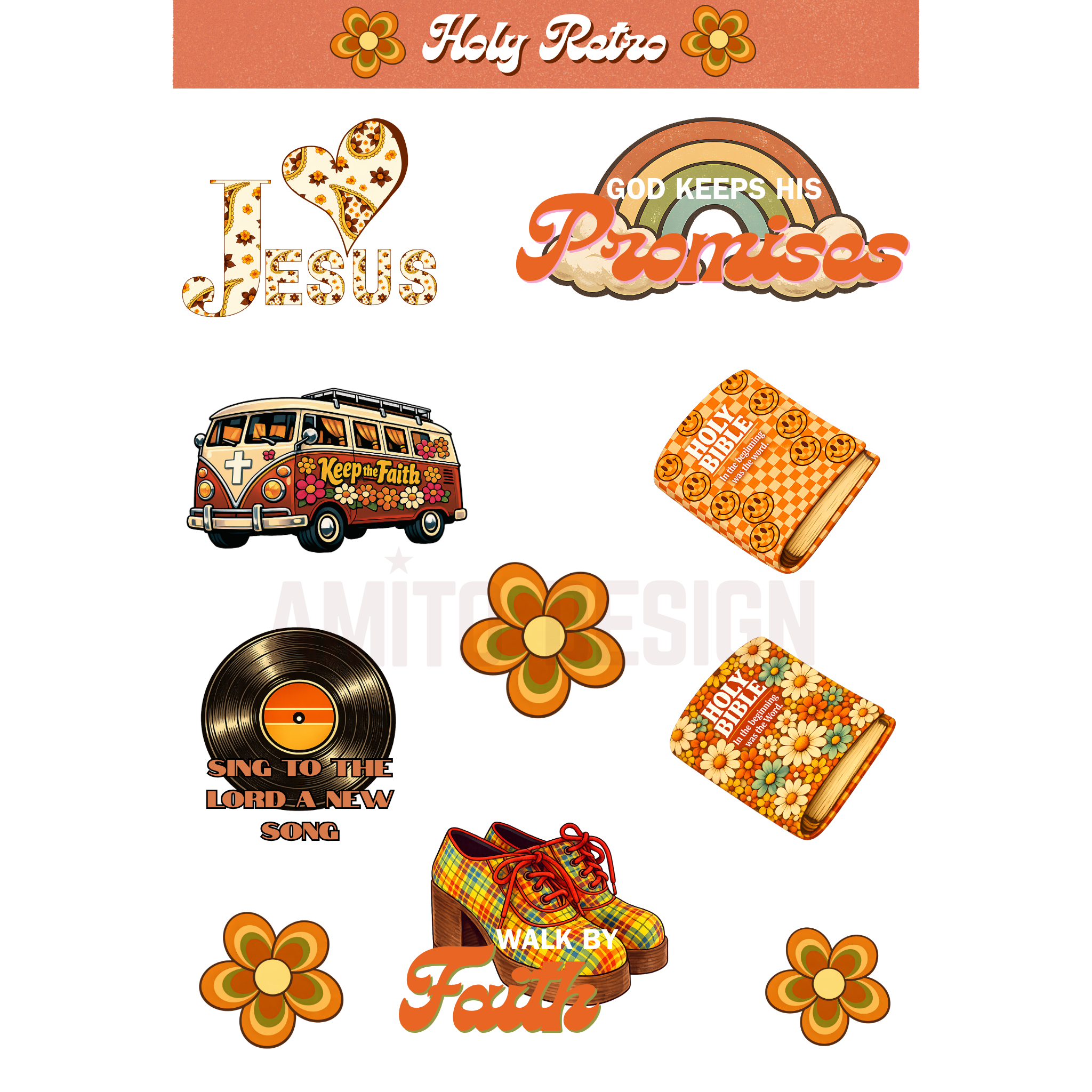Holy Retro Sticker Collection Digital Download