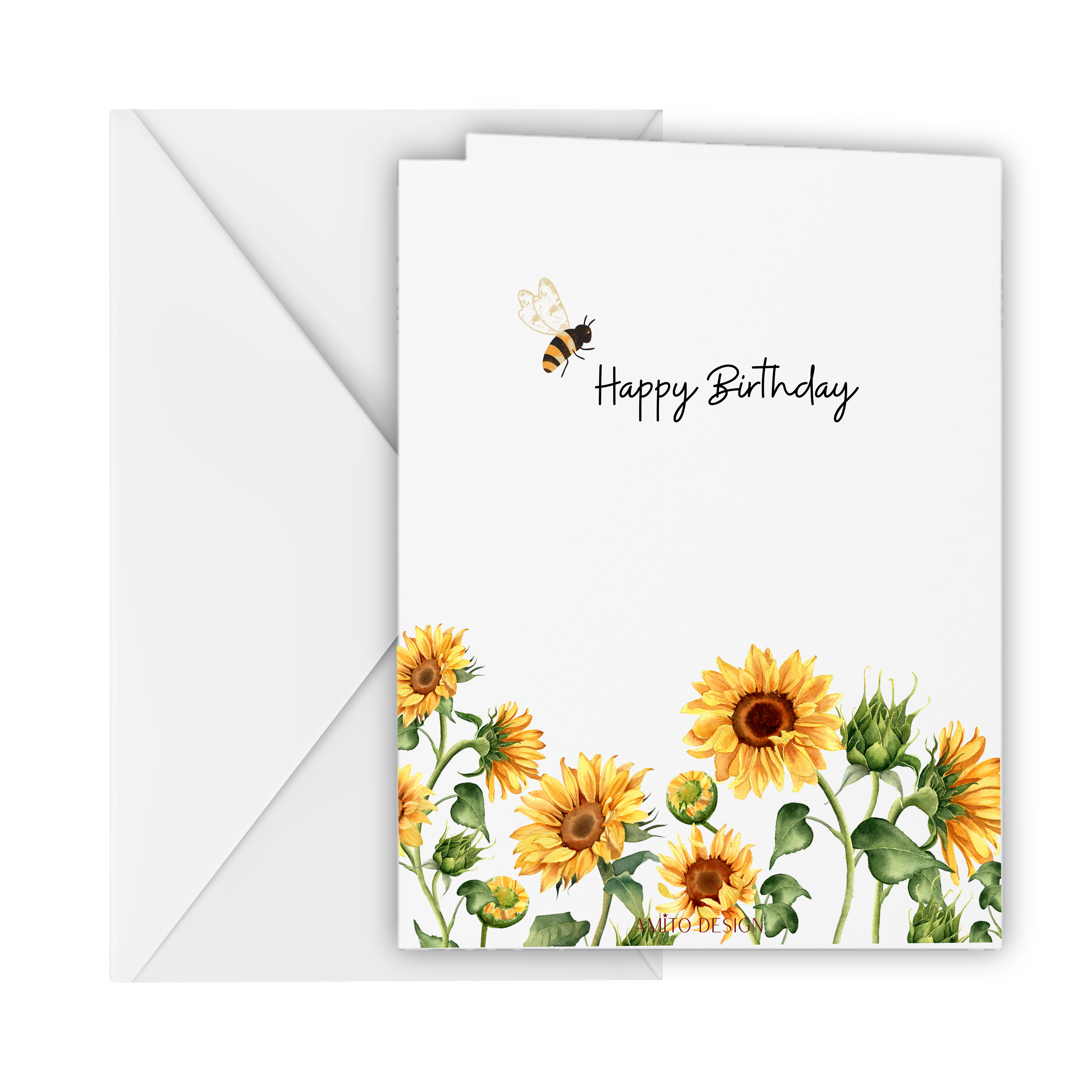 Sunflower and Bee Birthday card proverbs 31:28 verse